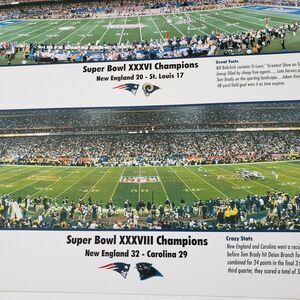 New England Patriots Poster Unframed 18 x 12 inches 2002 and 2004 Super Bowls